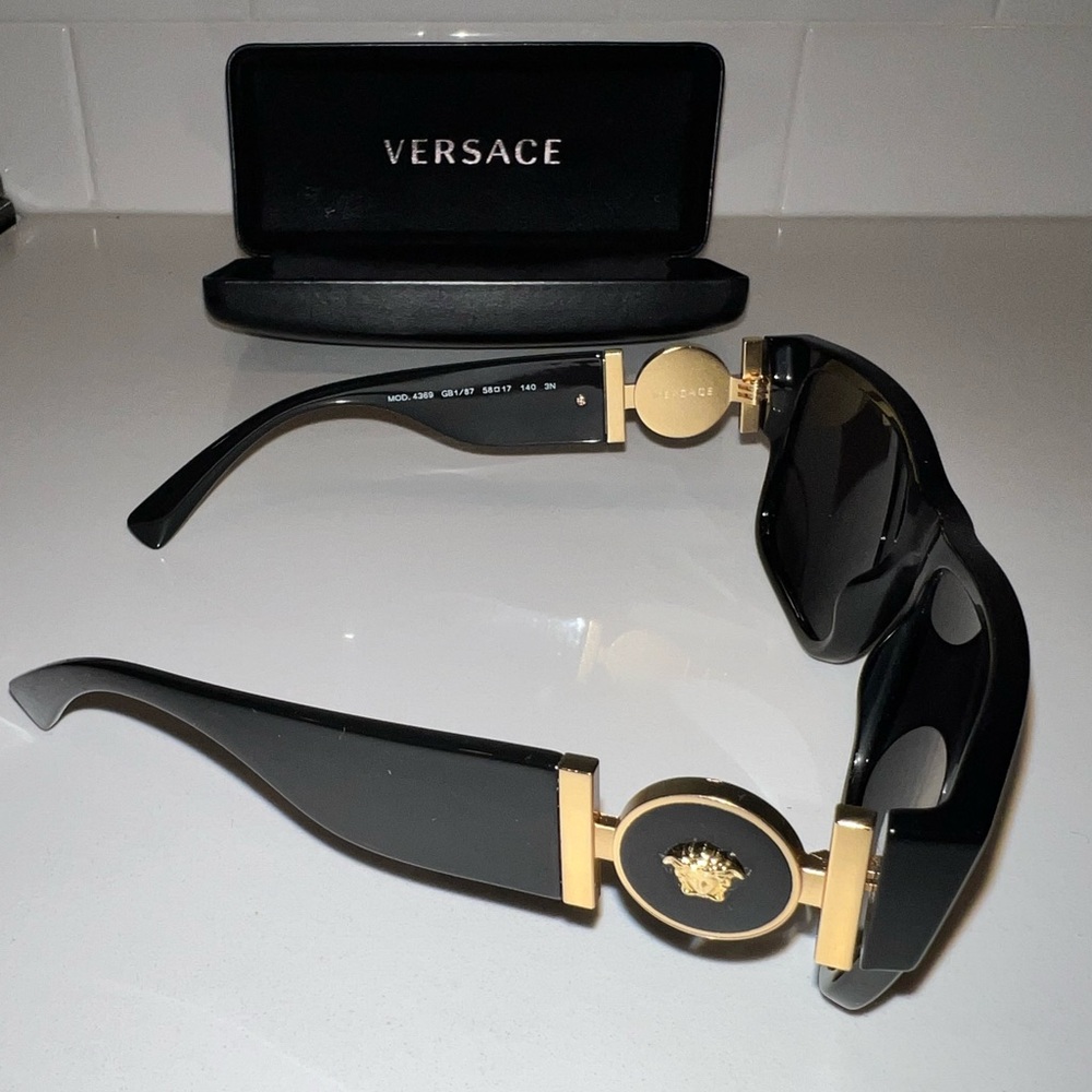 Versace Black Sunglasses with Gold Medusa Detail